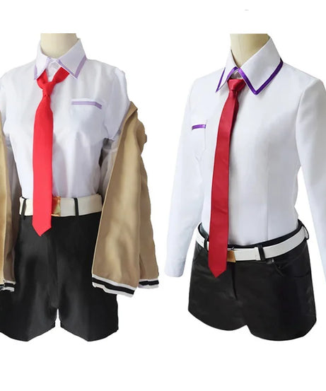 Anime Steins Gate Makise Kurisu Uniform Suit Cosplay Costume Christina Windbreaker Jacket Shirt Shorts Woman Halloween Costume