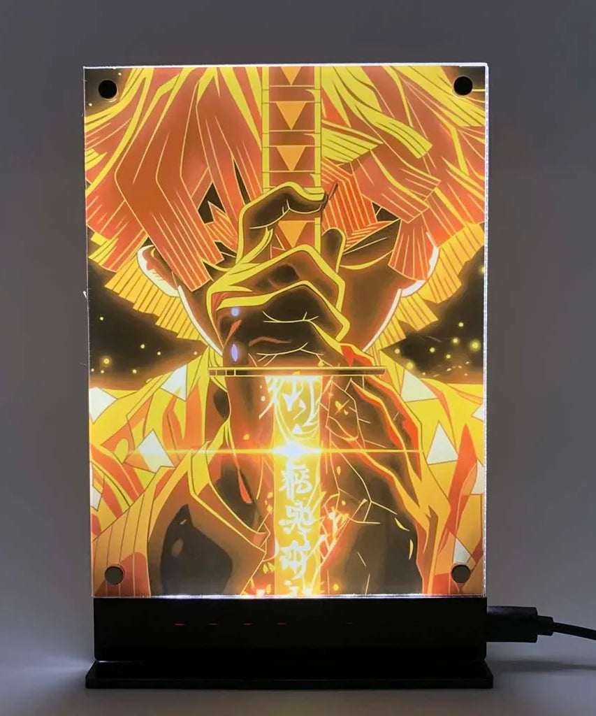 Zenitsu LED Backlit Poster – Demon Slayer Anime Night Light Sign for Bedroom or Game Setup