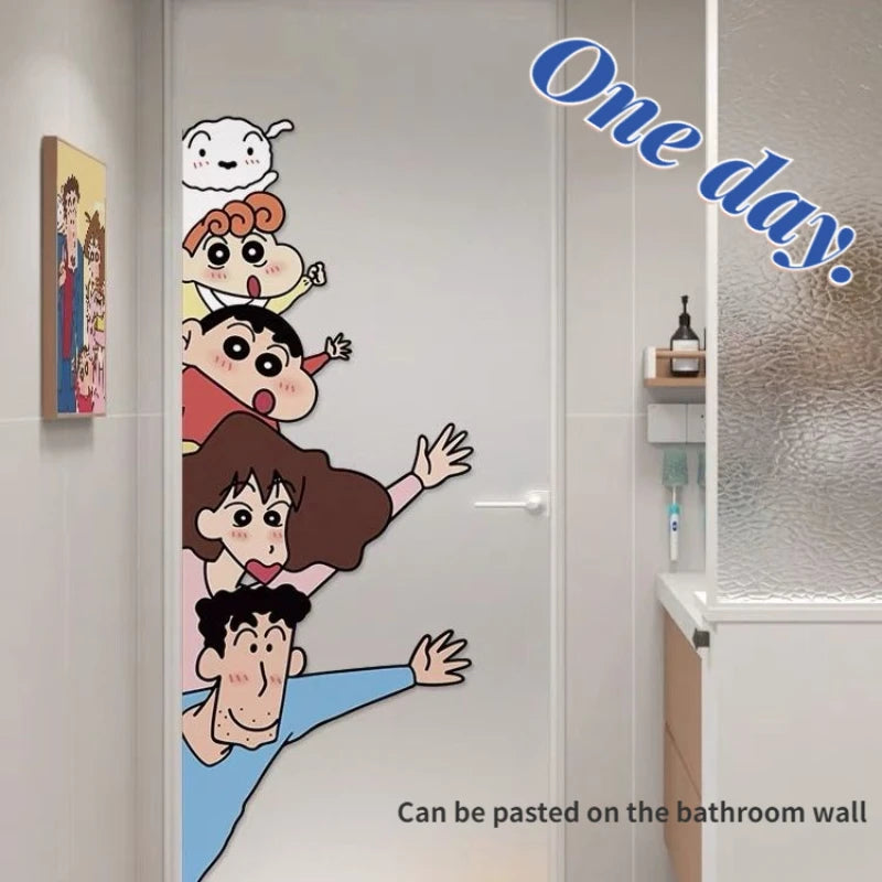 Ins style Crayon Shin chan Wall Stickers Cute and Funny Anime Glass Window Stickers Shop Decoration Door Stickers