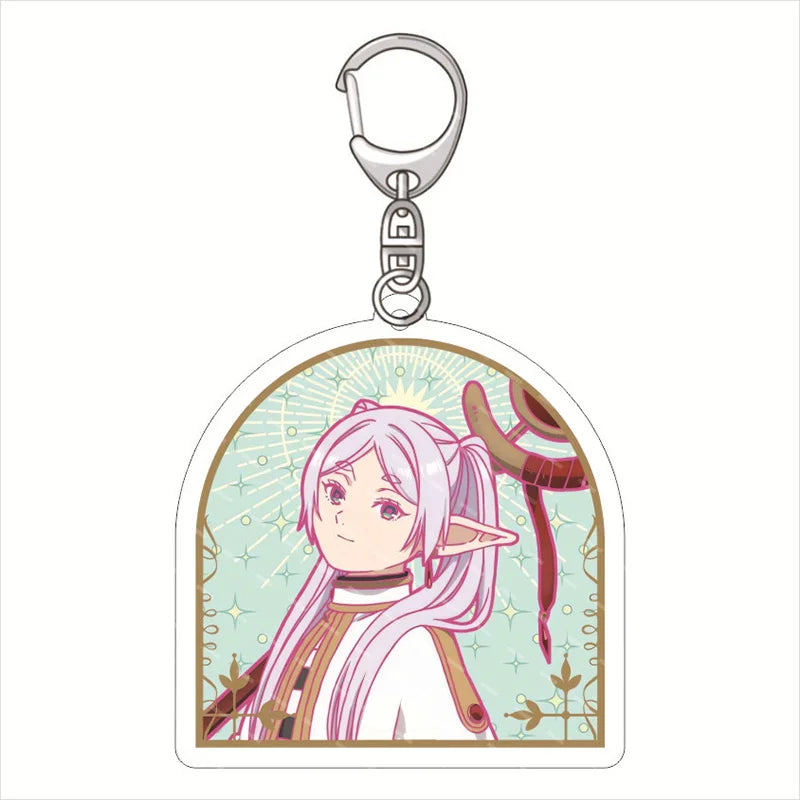 Frieren: Beyond Journey'S End Acrylic Anime Cute Keychain Jewelry Bag Pendant Gift Figure Key Ring Girl Badge Charms Wholesale