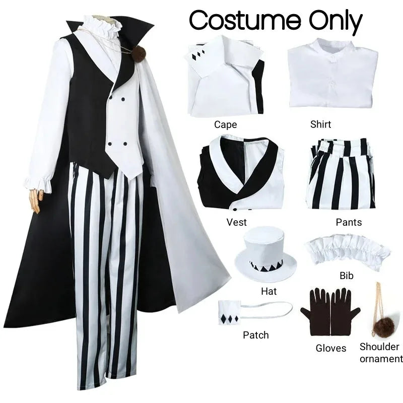 Nikolai Gogol Cosplay Costume Anime Bungou BSD Season 4 Nikolai Cosplay Cloak Cape Uniform Suit Wig Halloween