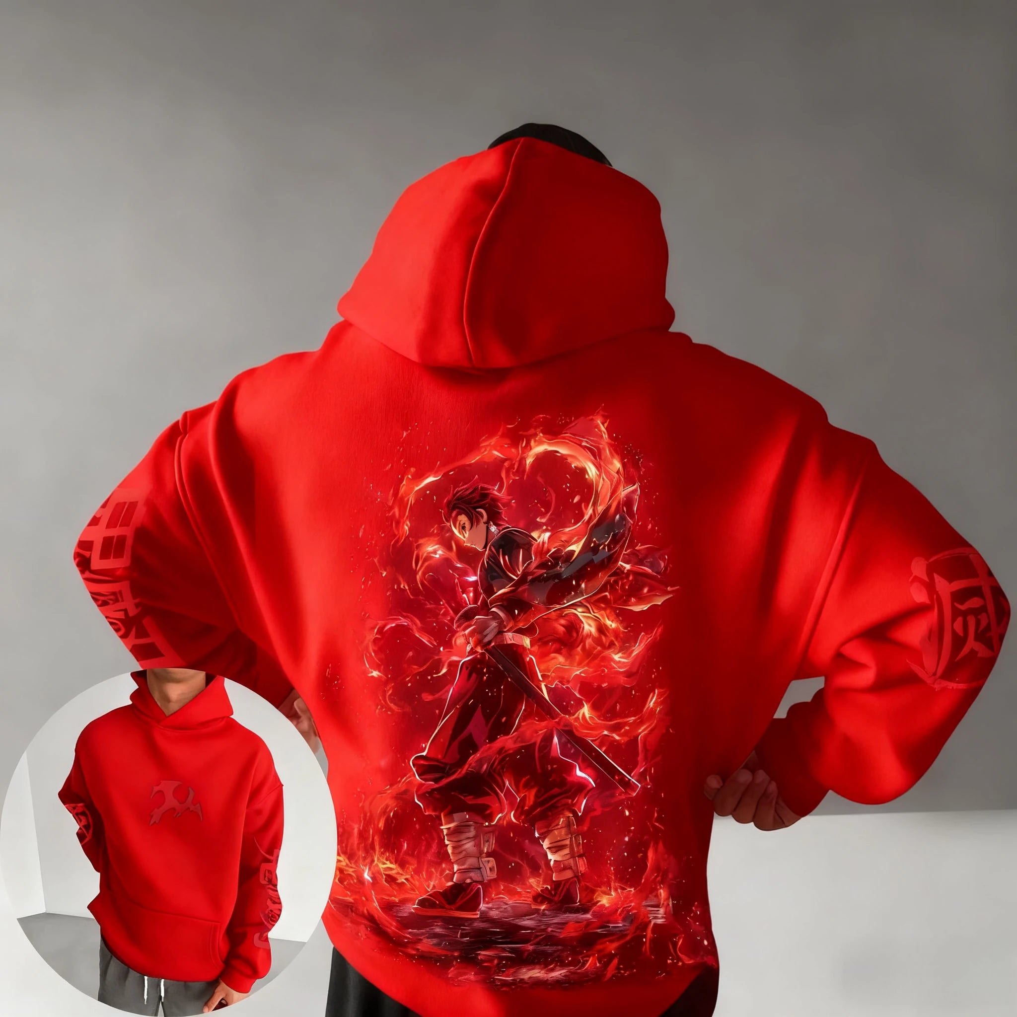 Demon Slayer Men's Hoodie Autumn/Winter New Cool Anime Printed Loose Casual Japanese Harajuku Parent Child Sweater Top