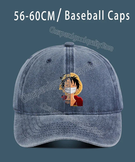One Piece Luffy  Women Men Baseball Cap Cartoon Anime Figure Print Hat Boy Girl Breathable Kid Hat HipHop Boy NetCap Gift
