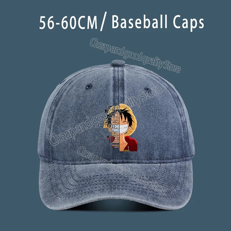 One Piece Luffy  Women Men Baseball Cap Cartoon Anime Figure Print Hat Boy Girl Breathable Kid Hat HipHop Boy NetCap Gift