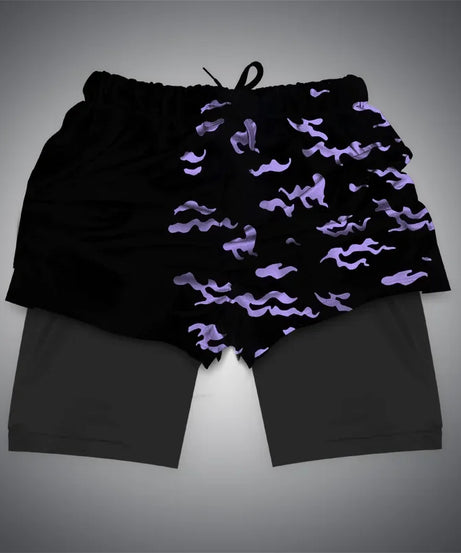 One Piece x Naruto x Dragon Ball 2-in-1 Men’s Gym Shorts – Quick-Dry & Breathable Sportswear