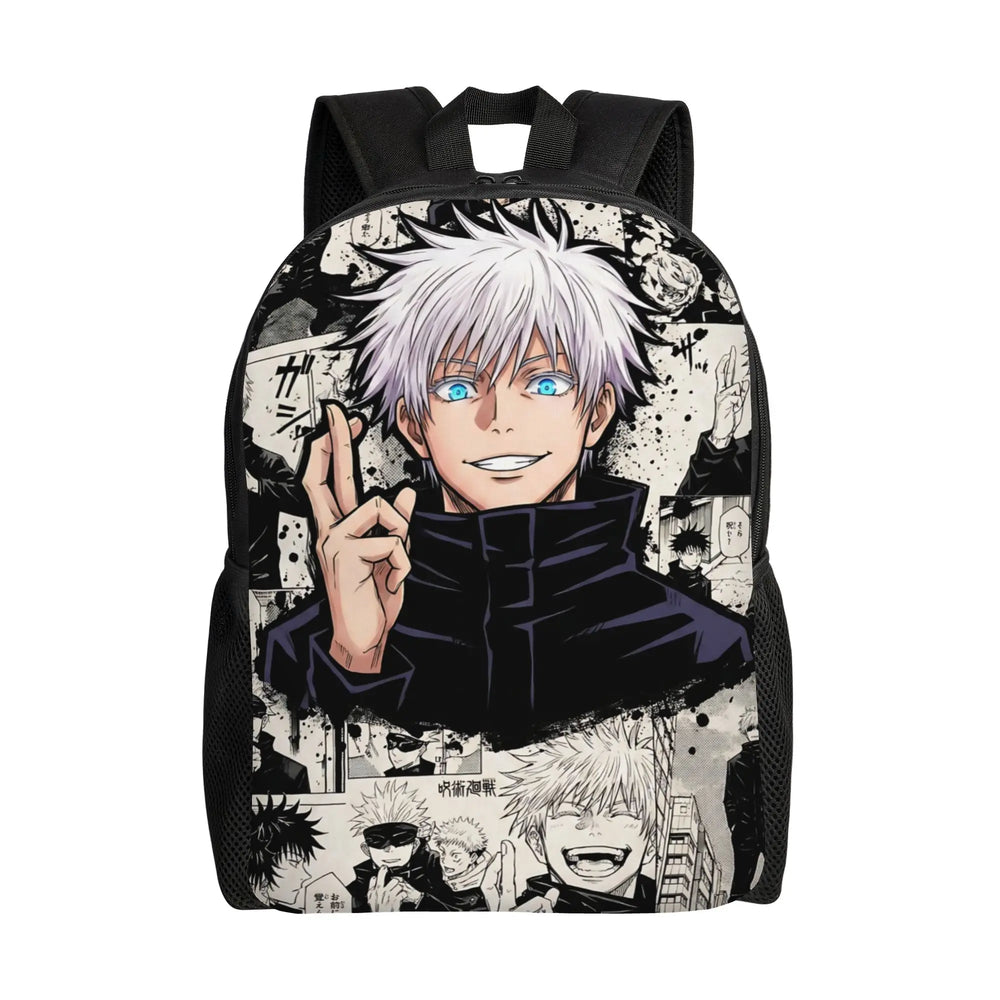 Anime Jujutsu Kaisen Gojo Satoru Retro Print Backpack – Casual School Rucksack & Travel Bag