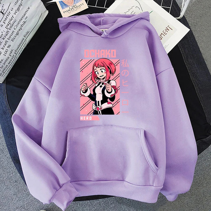 New Fashion Autumn Winter Sweatshirts Anime Ochaco Uraraka Printing Hoodies Fashion Women Men Streetwear Long Sleeve Pullover