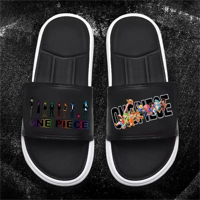 One Piece Anime Luffy Zoro Nami Pattern New Slippers Men and Women Fashionable Flat Outdoor Comfortable Sandals Gift