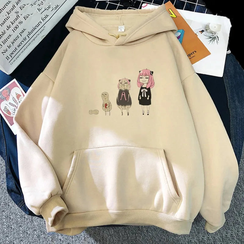 Spy x Family Anya Peanut Evolution Graphic Oversized Hoodie Korean Streetwear 3