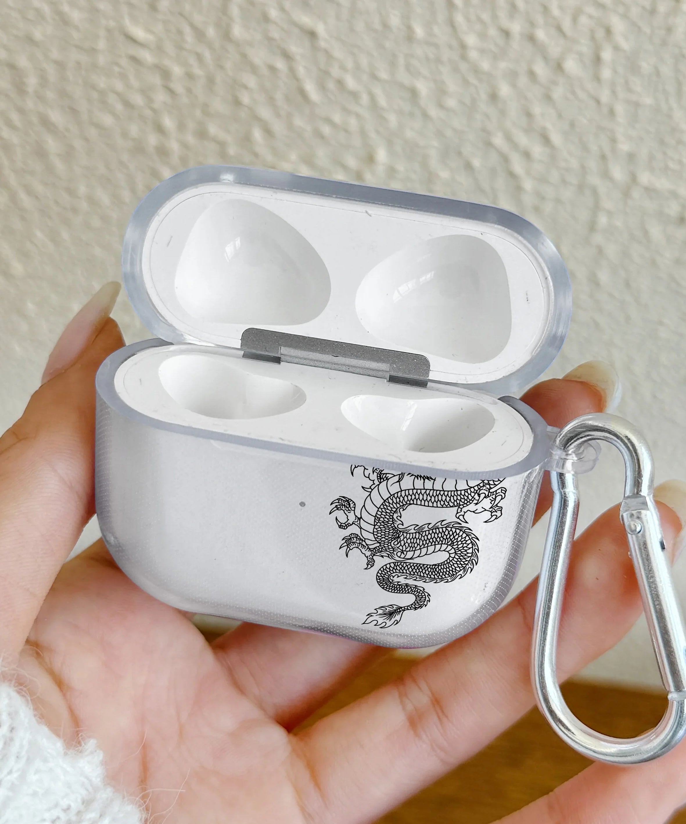 Dragon Design Earphone Case For AirPods Pro/Pro2 TPU Clear Wireless Bluetooth Cover For AirPods 3/4 Protector With Keychain Case