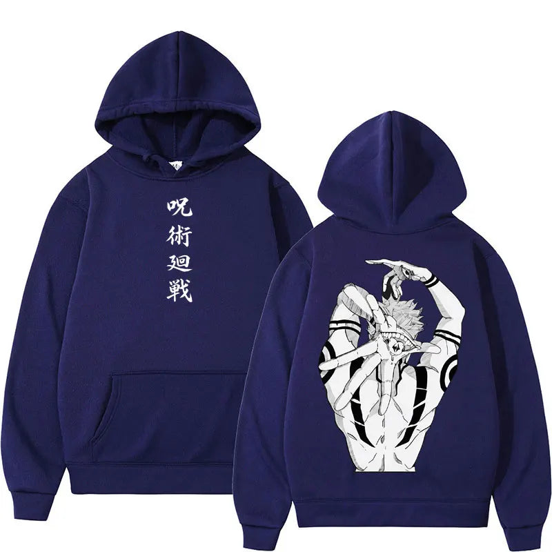 Anime Jujutsu Kaisen Ryomen Sukuna Graphic Hoodie – Harajuku Vintage Pullover Sweatshirt 8