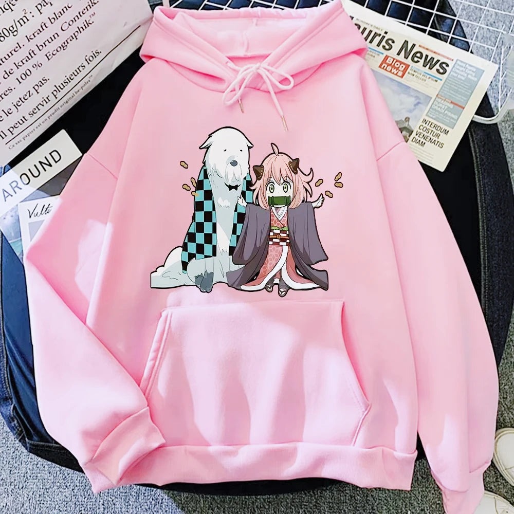 Spy x Family Anya & Demon Slayer Crossover Graphic Fleece Hoodie 5