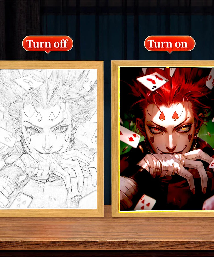 Anime Figure Light Painting Picture Frame Hunter×Hunter Killua Chrollo Led Night Light Moon Lamp Bedroom Home Decor Friends Gift