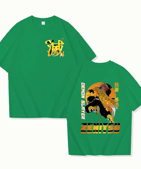 Hot Anime Agatsuma Zenitsu Print T-shirt Summer Casual Loose Personality T Shirt Women Men Harajuku Shirts