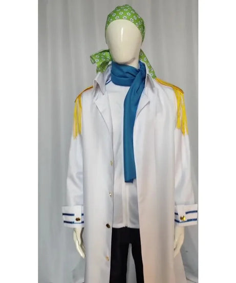 Anime One Piece Koby Cosplay Costume Full Set - Marine Captain Uniform with, Premium Halloween Stage Performance