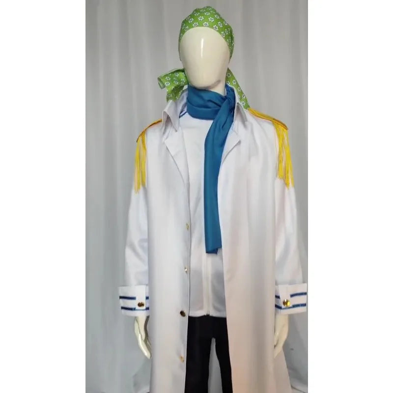 Anime One Piece Koby Cosplay Costume Full Set - Marine Captain Uniform with, Premium Halloween Stage Performance