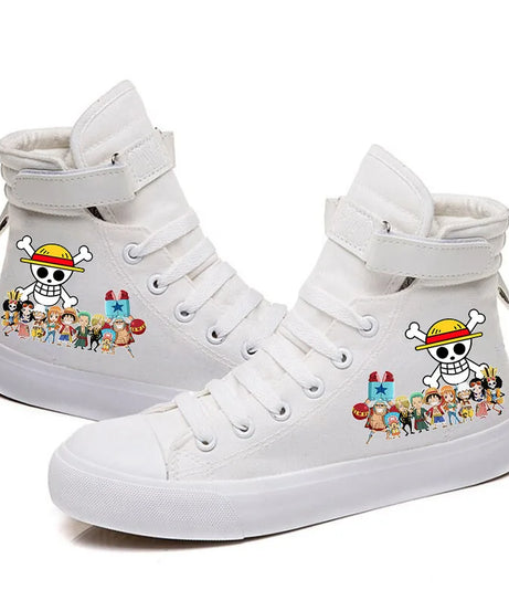 New Style Animation One Piece Luffy Autumn and Winter High Top Students Leisure Sports Shoes Breathable Non-slip Shoes Gifts