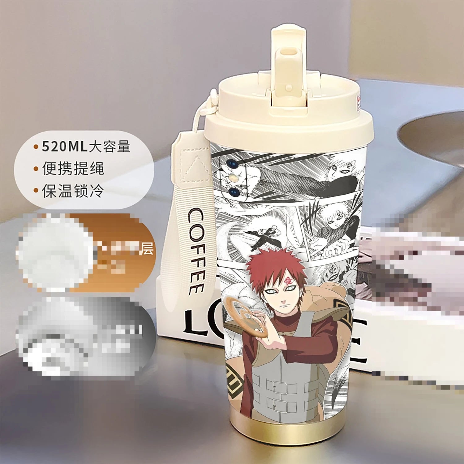 new Uzumaki Naruto cute and cool personality high-value two-dimensional student going out portable straw water cup birthday gift