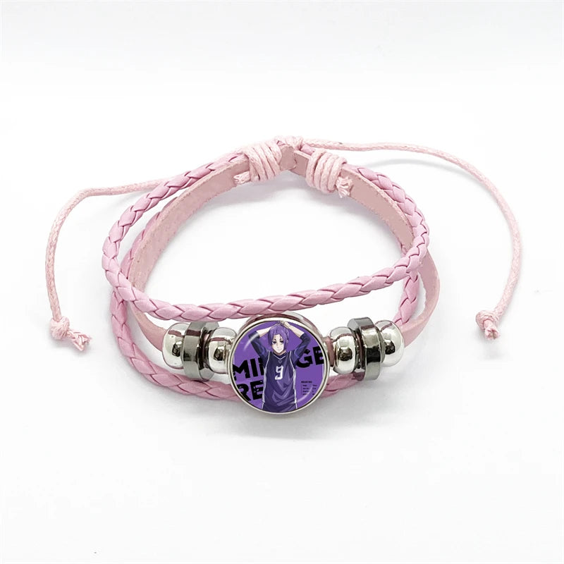 Anime Blue Lock Isagi Yoichi Chigiri Bachira Leather Bracelet Cosplay Unisex Adjustable Punk Wristband Jewelry Props