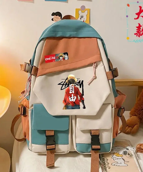 anime One Piece Luffy Zoro anime backpack large capacity student school bag male campus Korean version backpack birthday gift