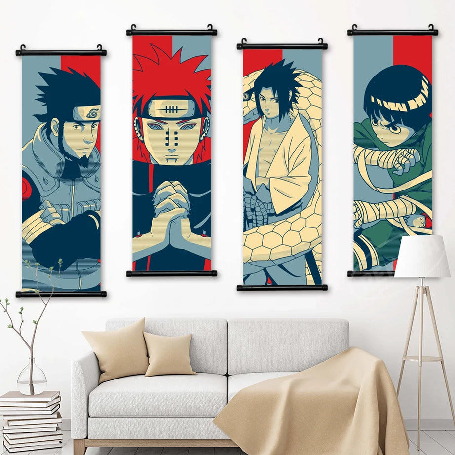 Naruto Poster Print Canvas Sarutobi Asuma Namikaze Minato Wall Art Picture Hanging Anime Scrolls