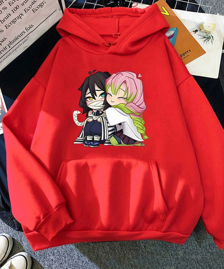 Hot Sale Autumn And Winter Fashion Long-Sleeved Outdoor Casual Loose Sweater Anime Kanroji Mitsuri Iguro Obanai Printing Hoodies