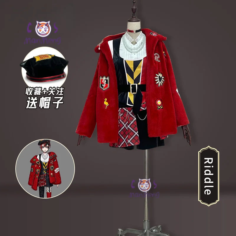 Twisted-Wonderland Anime Riddle Cosplay Costume Halloween Carnival Fashion Uniform Accessories Prop Jacket Men Women Riddle Set