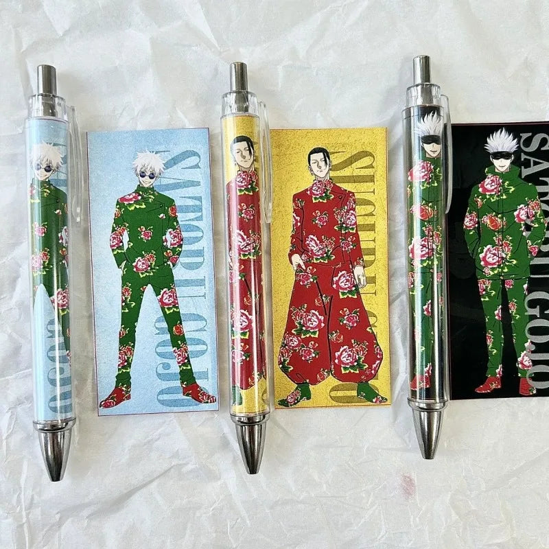 Hot Sales 3 PCS Jujutsu Kaisen Satoru Gojo Fushiguro Megumi Gel Pen Signature Pen Anime Peripheral Student Ballpoint Pen 0.5