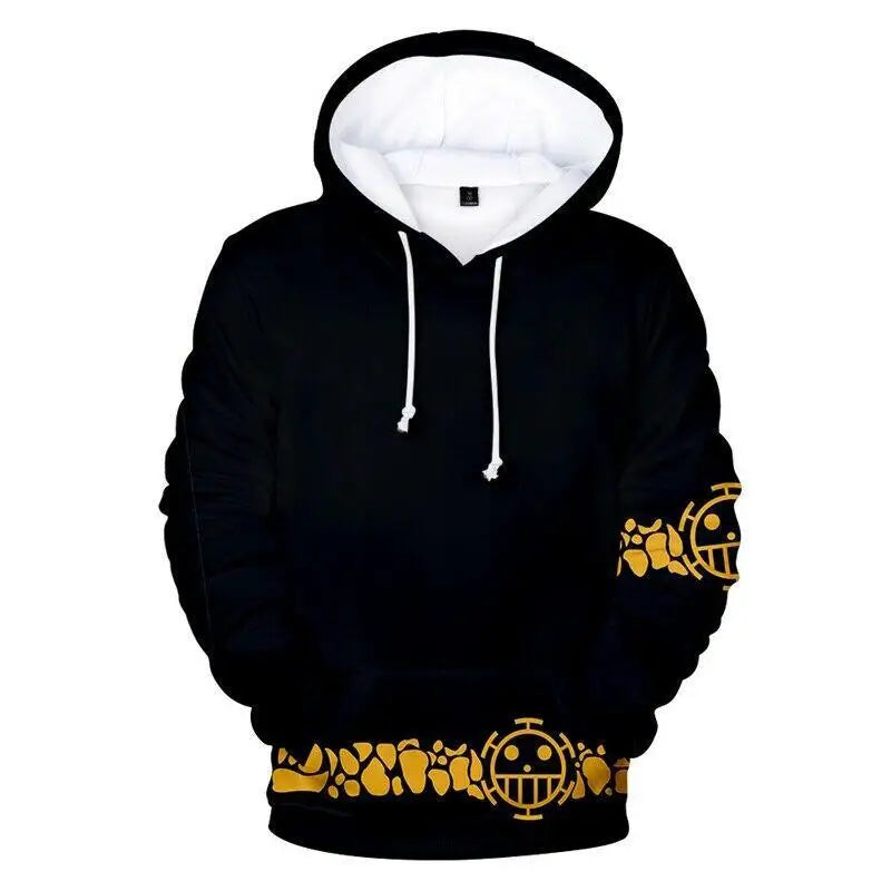Anime One Piece Luffy Trafalgar D. Water Law Hoodie Cosplay Costume Long Sleeve Sweatshirt Sweater Zip Up Coat Jackets