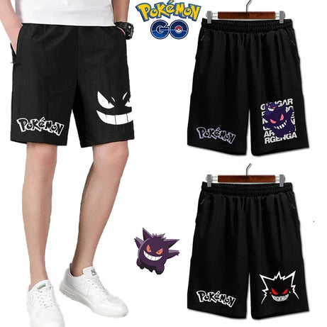 Anime Pokemon Gengar Black Quick-Drying Shorts for Boys (Plus Size)