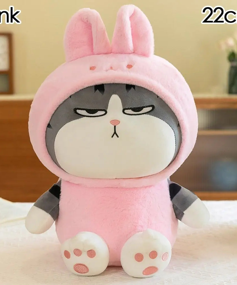 22/40cm Tabby Cat Doll Plush Toy Small Hooded Dressed Panda Frog Bunny Plushie Peluche Cosplay Animal Kids