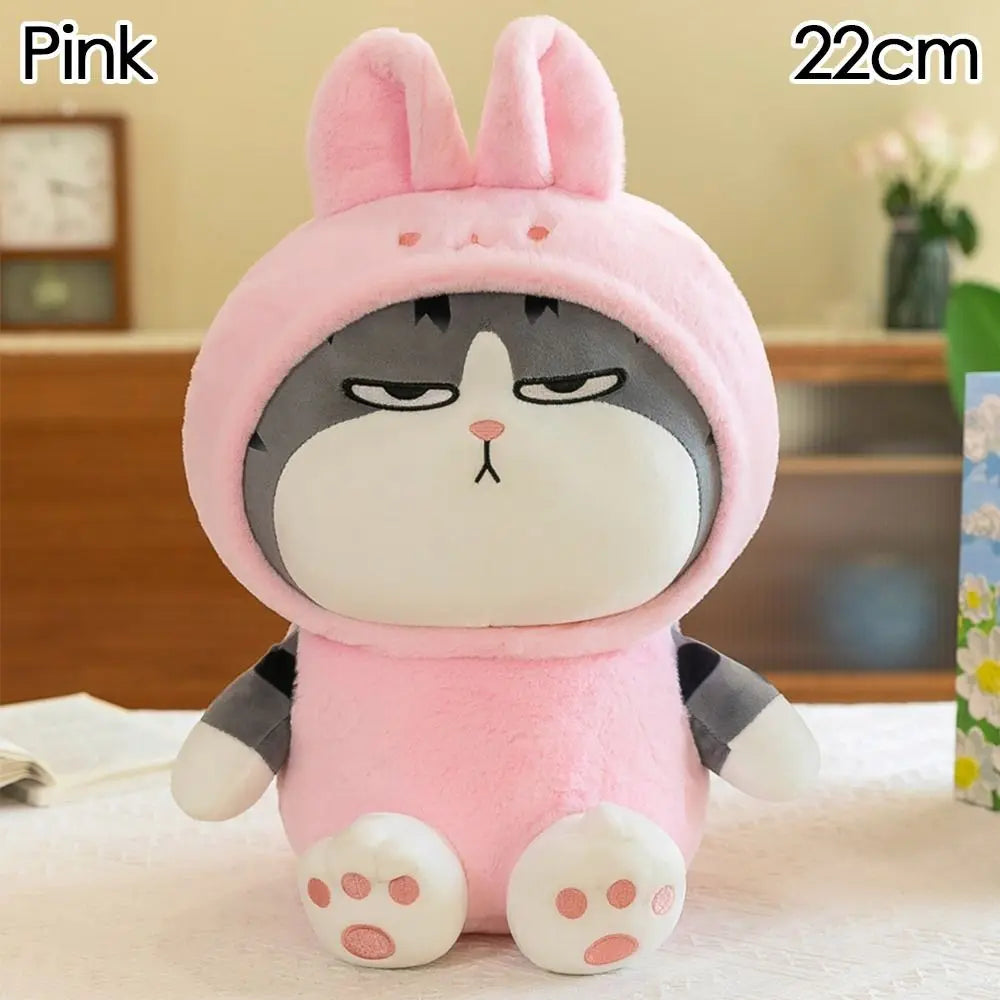 22/40cm Tabby Cat Doll Plush Toy Small Hooded Dressed Panda Frog Bunny Plushie Peluche Cosplay Animal Kids