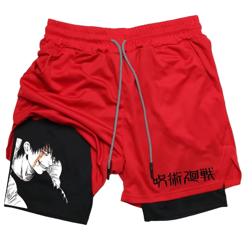 Jujutsu Kaisen Yuta Okkotsu 2-in-1 Compression Gym Shorts Quick Dry Workout Running Pants