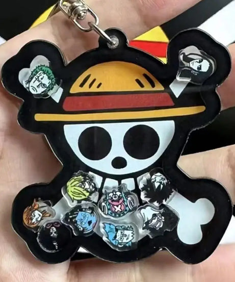 Cute one Piece Personalized Backpack Keychain Pendant Straw Hat Set Acrylic Pendant Rocking Music Student Accessories