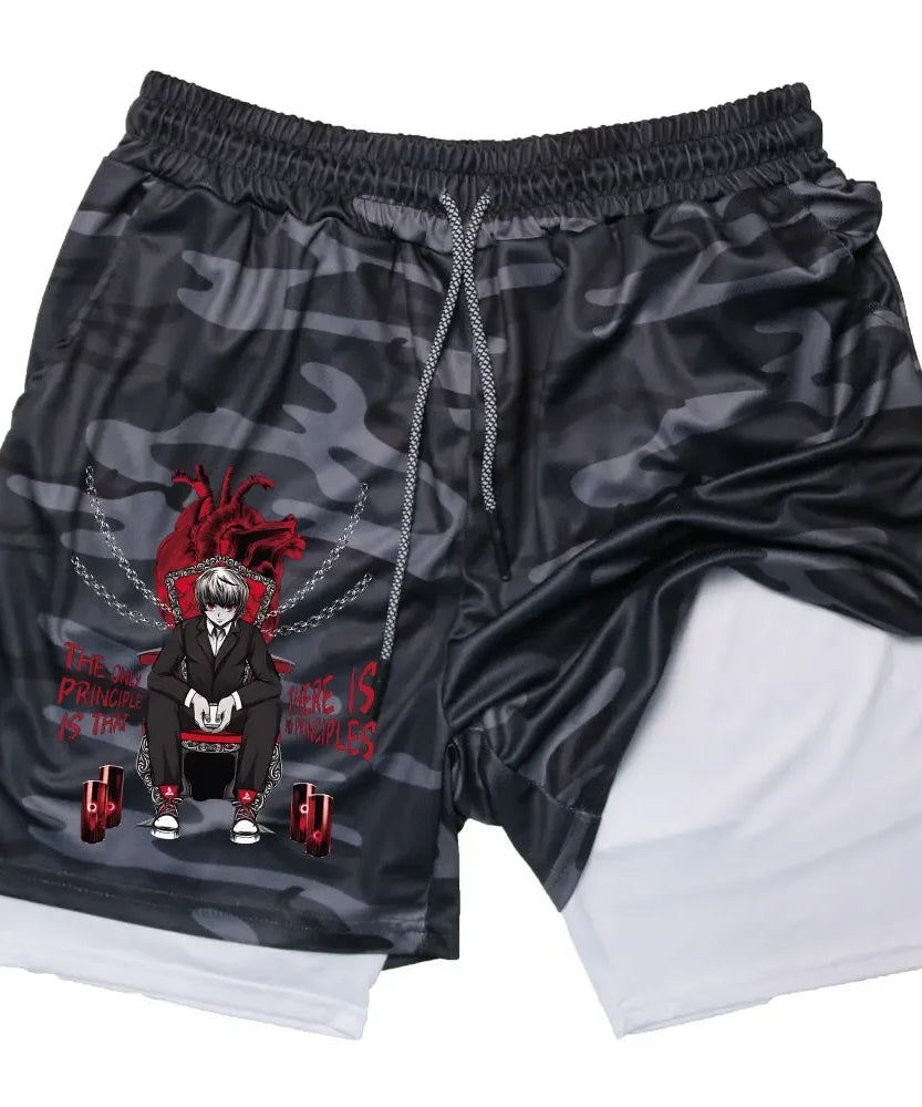 Kurapika Anime 2-in-1 Gym Shorts – Breathable Compression Sportwear