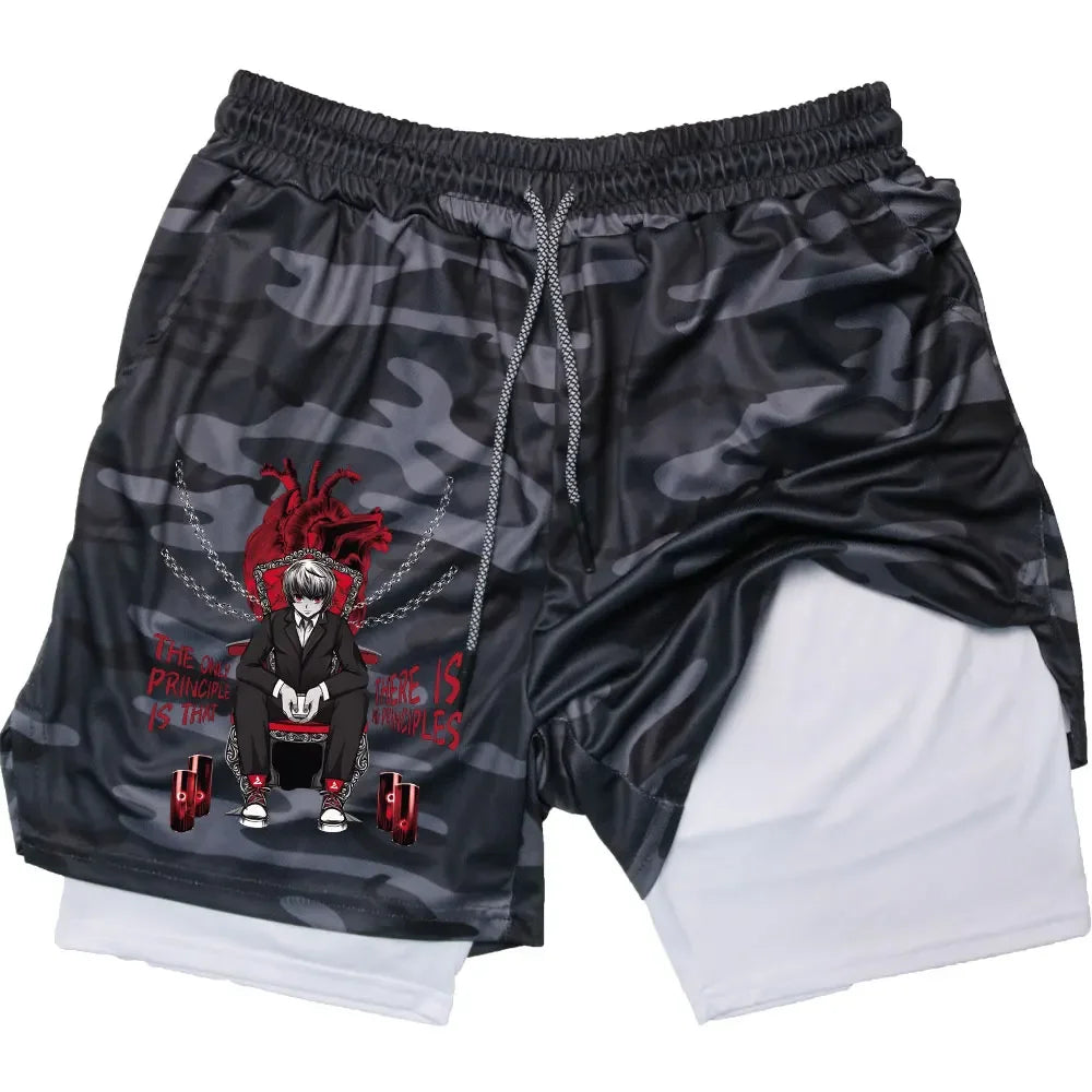 Kurapika Anime 2-in-1 Gym Shorts – Breathable Compression Sportwear