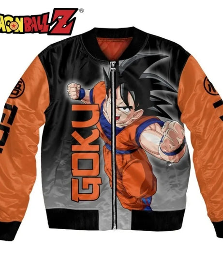 Plus Size Anime Bomber Jacket for Men - One Piece Naruto Dragon Ball Themed Military Aviator Coat, Cosplay Winter Outerwear Gift