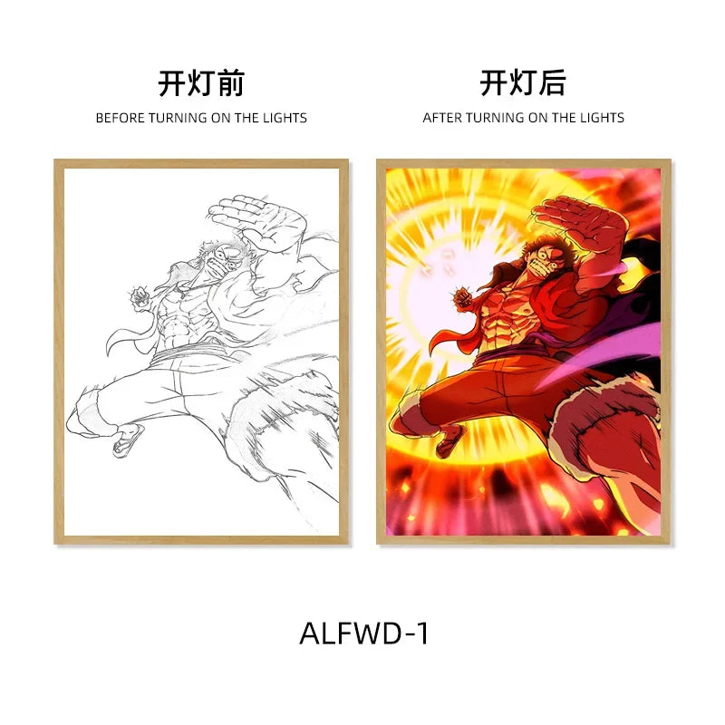 Sun God Nika Luffy Light-Up Frame – One Piece LED Desktop Decor