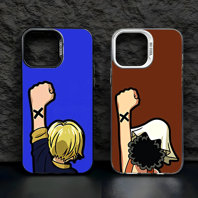 One Piece Sanji Usopp For Apple iPhone 15 14 13 12 11 XS XR X Pro Max Plus Colorful Silver Cover Phone Case