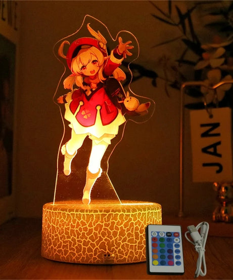 Genshin Impact 3D Lamp LED Night Light Anime Figures Zhongli Raiden Shogun Remote RGB Dream Colors Kids Bedroom Home Decor