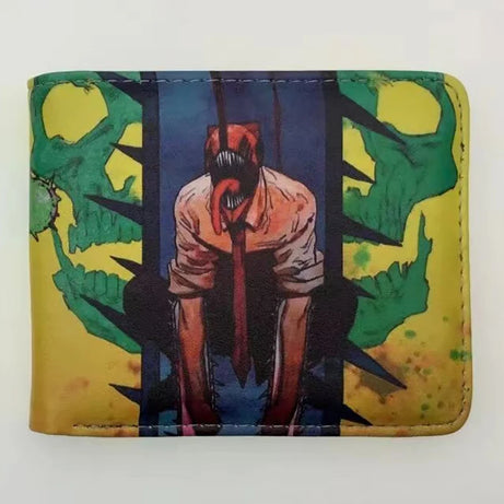 Hot Sell Chainsaw Man Wallet PU Leather Short Purse with Coin Pocket Creative Gift for Students