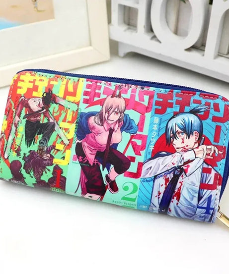 Chainsaw Man Anime PU Leather Multi-Layer Wallets Cosplay Portable Wallet Coin Bag Zipper Purse Gift