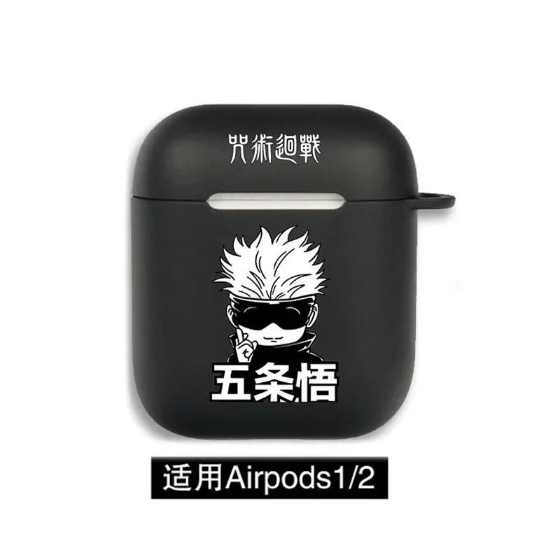 Anime Jujutsu Kaisen Case for Airpods 3 2 1 Pro Silicone Bluetooth Headphone Cover Gojo Satoru Air Pod Earphone Box Black Coque