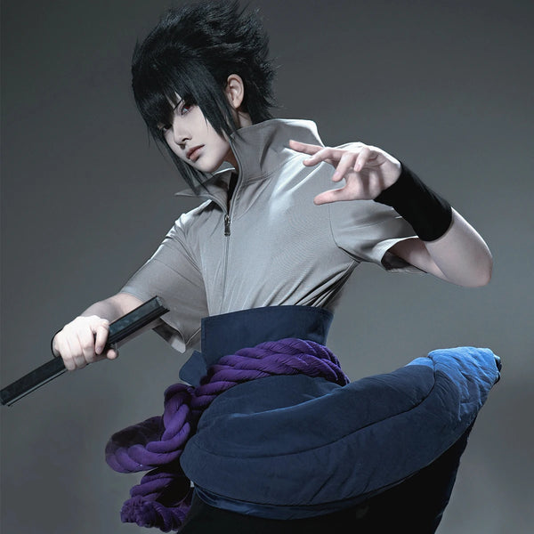 Anime Sasuke Uchiha Cosplay Costume – Top, Pants & Rope Belt Set