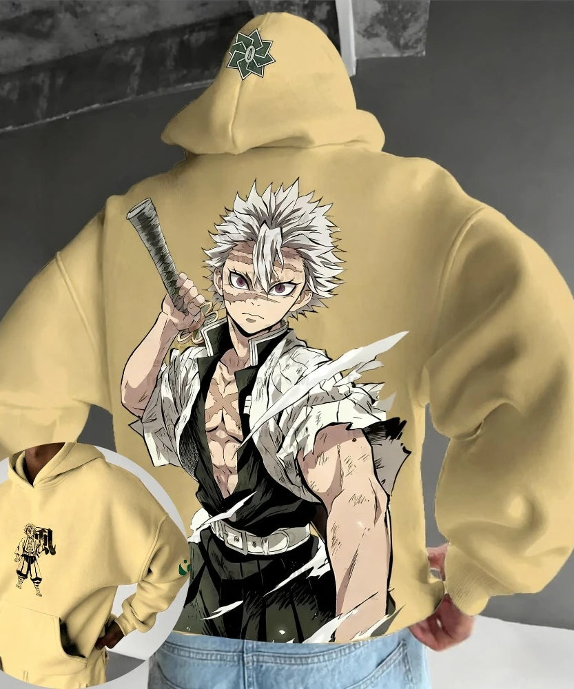 Demon Slayer Anime Shinazugawa Sanemi Hoodie Autumn/Winter Men's and Women's New Loose Casual American Hip-hop Jumper Top