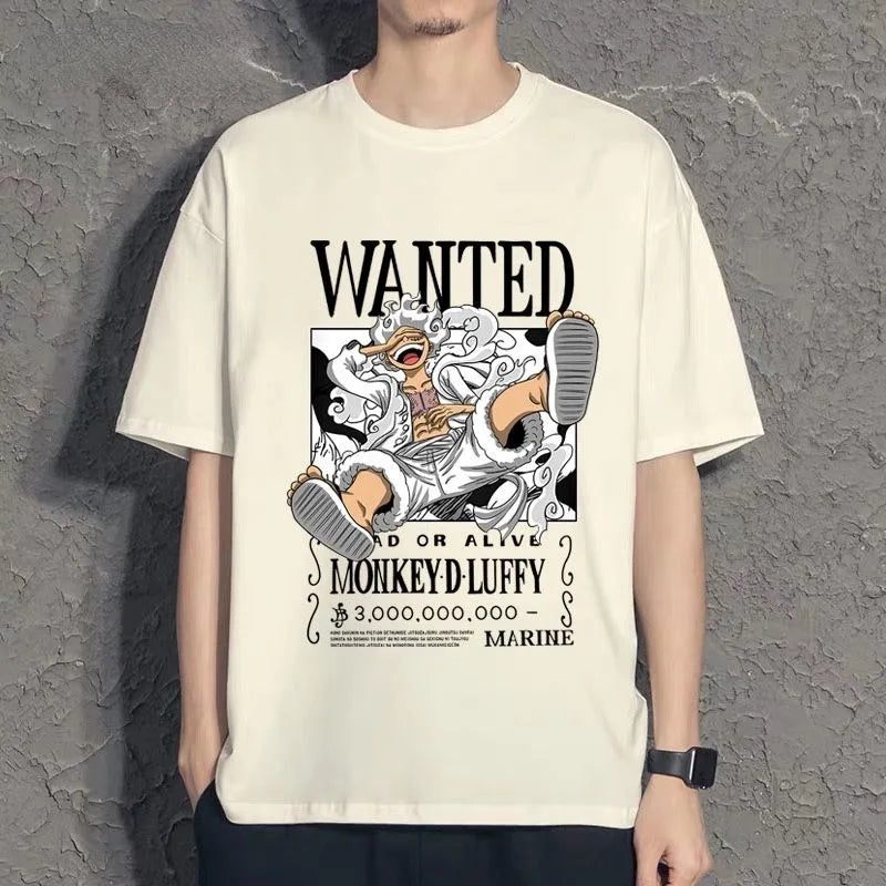 One Piece anime peripheral cute Nika Luffy pure cotton short-sleeved T-shirt round neck loose creative couple top gift wholesale