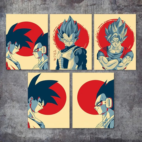 Dragon Ball Goku Vegeta Vintage Canvas Poster