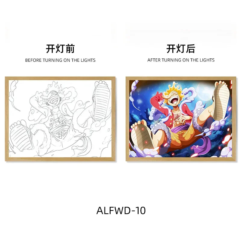 Sun God Nika Luffy Light-Up Frame – One Piece LED Desktop Decor