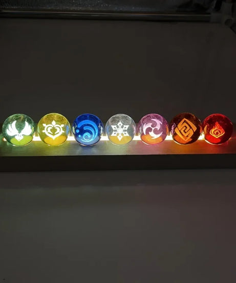 Genshin Impact Seven Elements Crystal Glass Ball 3D Three-dimensional Laser Engraving and Translucent Single Crystal Ball Game