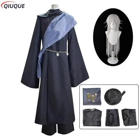 Black Butler Undertaker Cosplay Costume with Wig & Hat